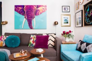 magenta, colorful, living room, den, turquoise, eclectic, color, interior design, Marilynn Taylor, Mercedes, pasadena
