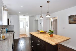 Spanish, bungalow, black and white, Hollywood, interior design, urchin light, black, Spanish tiles, tile, vintage, white kitchen, house flip, Marilynn Taylor