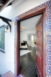 Spanish, bungalow, black and white, Hollywood, interior design, urchin light, black, Spanish tiles, tile, vintage, white kitchen, house flip, Marilynn Taylor