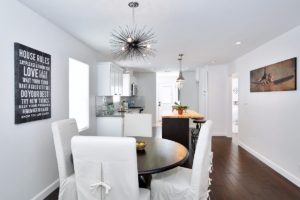 Spanish, bungalow, black and white, Hollywood, interior design, urchin light, black, Spanish tiles, tile, vintage, white kitchen, house flip, Marilynn Taylor