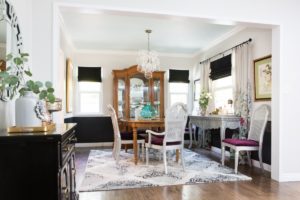 mercedes, turquoise, pasadena, interior design, hgtv, Marilynn Taylor, property sisters, painted ceiling, blue ceiling, colorful, black, art, purple, bubble chandelier