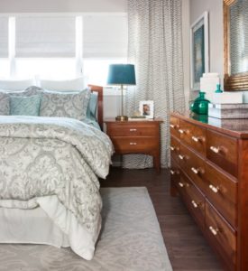 Bedroom, interior design, Marilynn Taylor, teal, gray, west elm, Anthropologie, romantic, blue, design, property sisters