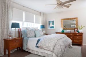 Bedroom, interior design, Marilynn Taylor, teal, gray, west elm, Anthropologie, romantic, blue, design, property sisters