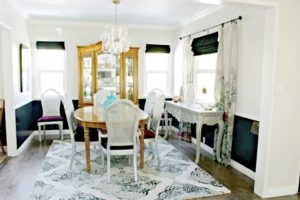 mercedes, turquoise, pasadena, interior design, hgtv, Marilynn Taylor, property sisters, painted ceiling, blue ceiling, colorful, black, art, purple, bubble chandelier