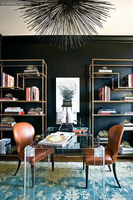 dark & moody, floral, mural, wallpaper, saturated, black walls, office, floral, sophisticated, Marilynn Taylor, Orange county, interior designer, consultant