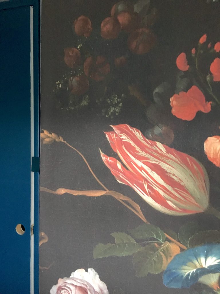 dark & moody, office makeover, one room challenge, floral, mural, wallpaper, saturated, black walls, office, floral, sophisticated, Marilynn Taylor, Orange county, interior designer, consultant, Sherwin Williams, wall mural, murals wallpaper, De Heem, Florals