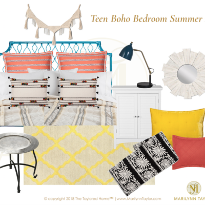 Marilyn Taylor, Marilynn Taylor, bohemian, boho, bedroom, teenager, teen decor, interior design, Target, Opalhouse, boho, World Market, Peacock headboard, rattan, downloadable, mood board, design plan