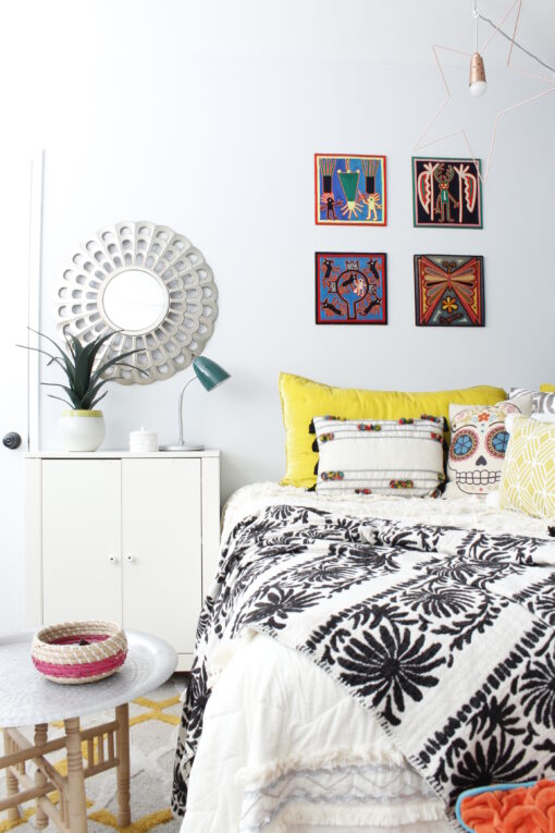 Marilyn Taylor, Marilynn Taylor, bohemian, boho, bedroom, teenager, teen decor, interior design, Target, Opalhouse, boho, World Market, Peacock headboard, rattan