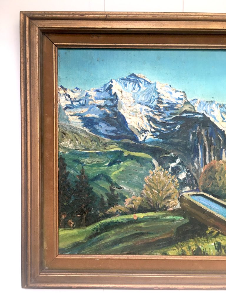 oil painting repair, fix a tear, vintage art, thrifting, landscape art, DIY art repair, DIY, vintage art, thrifter, vintage decor, marilynn taylor, marilyn taylor, how to, tutorial, fix a painting, 